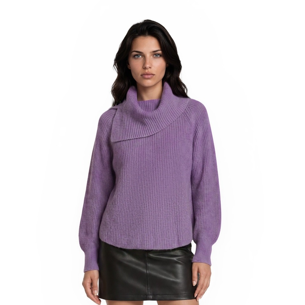 Soft Surroundings Thick 100% Cashmere Sweater Women's Size Medium Purple Ribbed